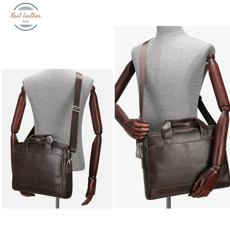 Genuine Leather 14 Business Laptop Bag For Men