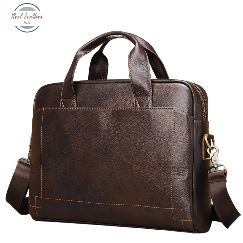 Genuine Leather 14 Business Laptop Bag For Men