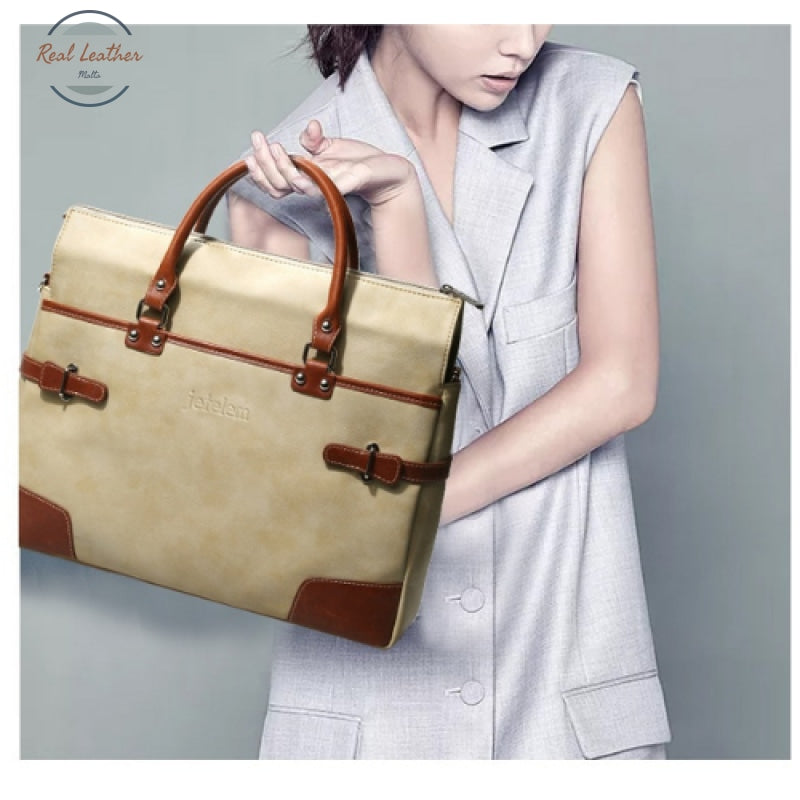 Genuine Leather 14 Inch Briefcase For Women