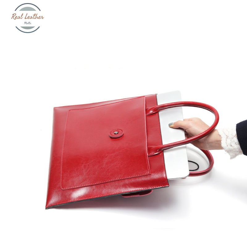 Genuine Leather 14 Inch Slim Laptop Briefcase