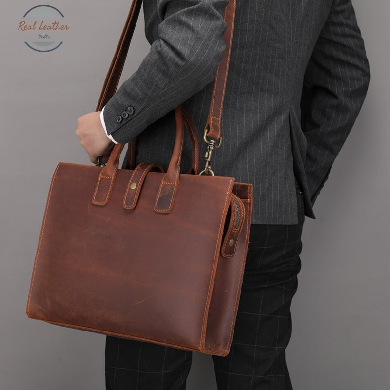 Genuine Leather 14-Inch Vintage Laptop Bag / Briefcase