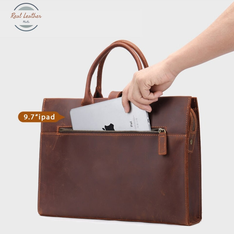 Genuine Leather 14-Inch Vintage Laptop Bag / Briefcase