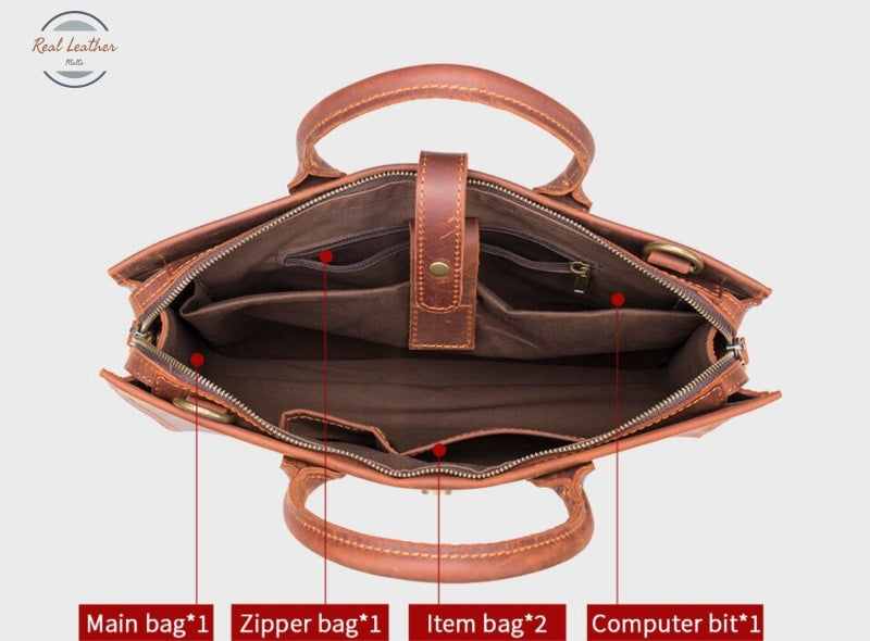 Genuine Leather 14-Inch Vintage Laptop Bag / Briefcase