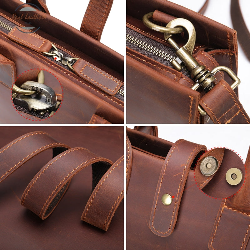 Genuine Leather 14-Inch Vintage Laptop Bag / Briefcase