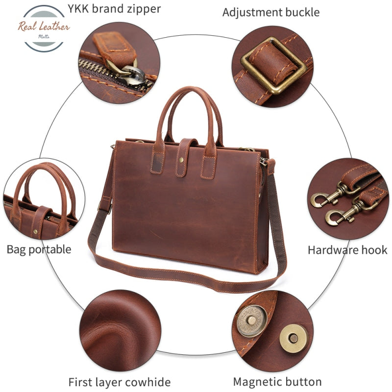 Genuine Leather 14-Inch Vintage Laptop Bag / Briefcase