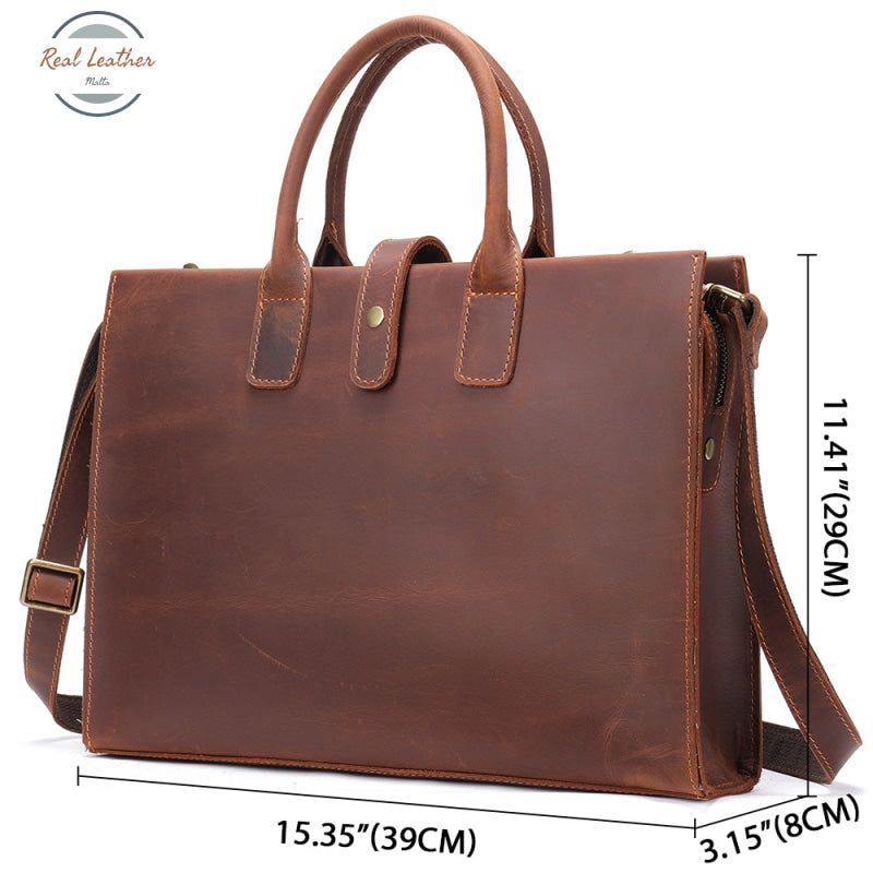 Genuine Leather 14-Inch Vintage Laptop Bag / Briefcase