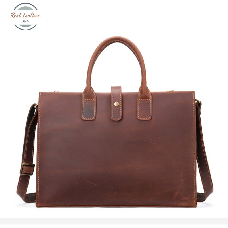 Genuine Leather 14-Inch Vintage Laptop Bag / Briefcase Dark Coffee