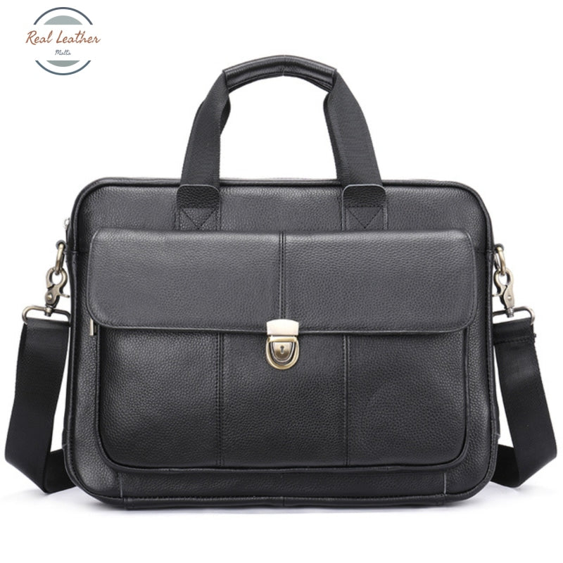 Mva Men's Briefcase Bag Genuine Leather Laptop 14 Business Tote For Document Office Portable