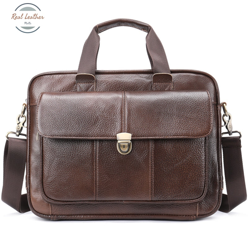 Mva Men's Briefcase Bag Genuine Leather Laptop 14 Business Tote For Document Office Portable