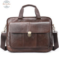 Mva Men's Briefcase Bag Genuine Leather Laptop 14 Business Tote For Document Office Portable