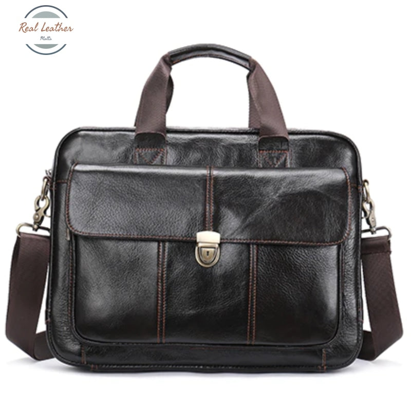 Genuine Leather 14 Inches Laptop Bag / Briefcase Dark Coffee