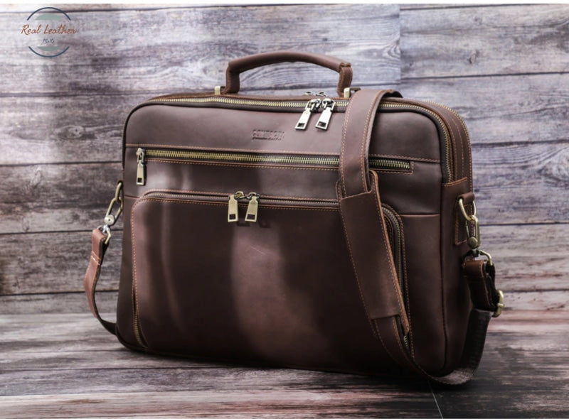 Genuine Leather 15 Briefcase Laptop Bag