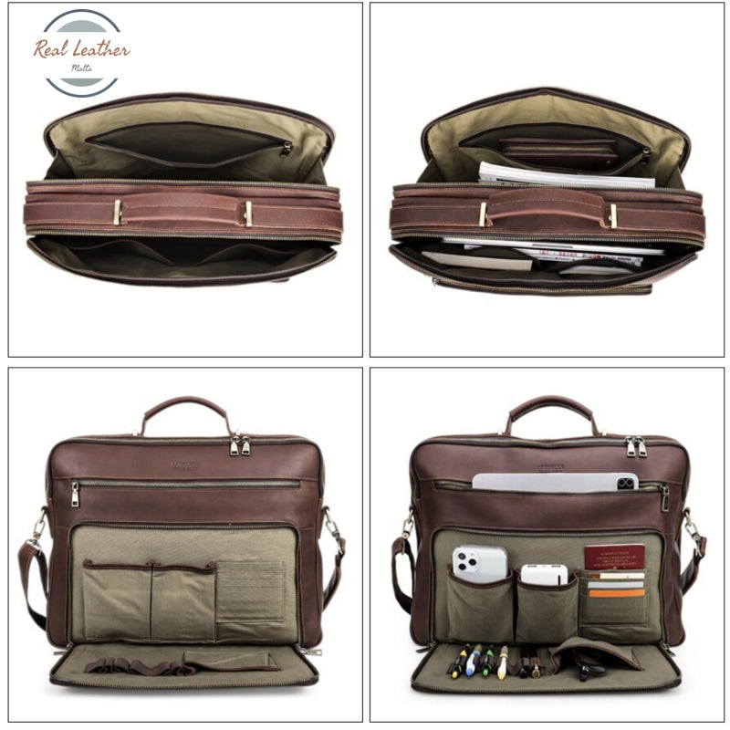 Genuine Leather 15 Briefcase Laptop Bag