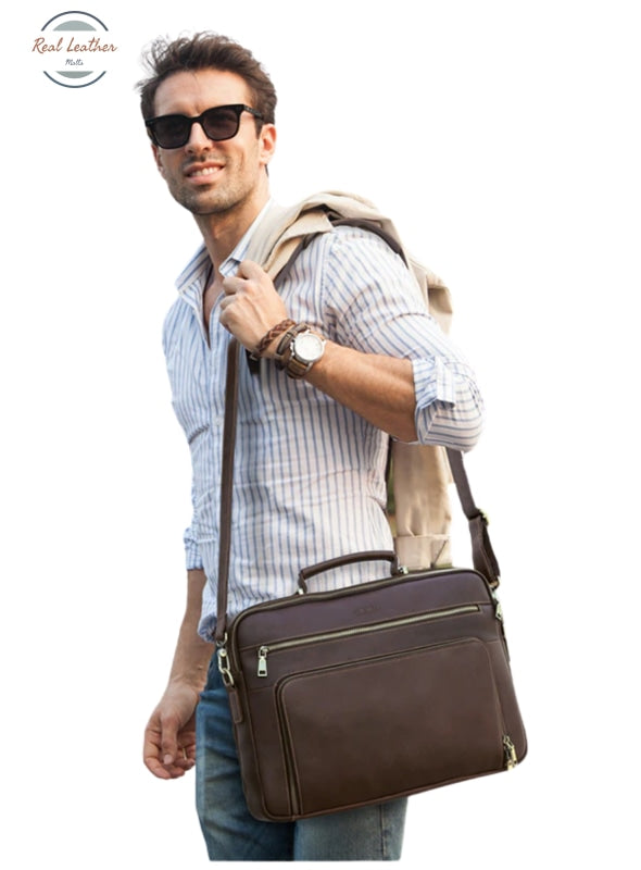 Genuine Leather 15 Briefcase Laptop Bag