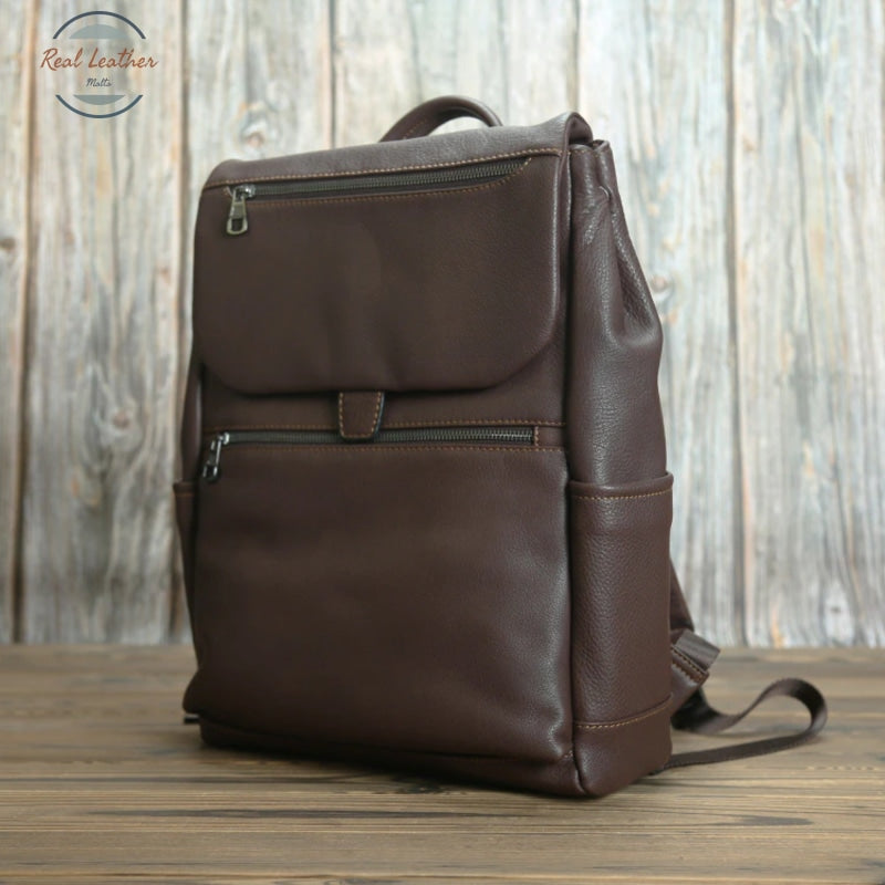 Genuine Leather 15 Inch Backpack For Men Backpacks