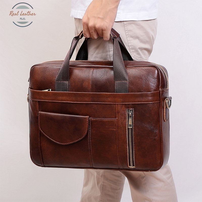 Genuine Leather 16 Inch Laptop Bag For Men Briefcases