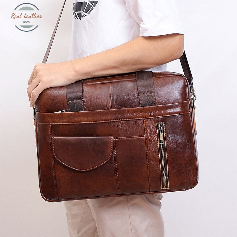 Genuine Leather 16 Inch Laptop Bag For Men Briefcases