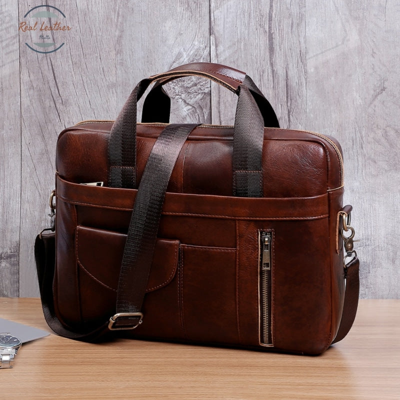 Genuine Leather 16 Inch Laptop Bag For Men Briefcases