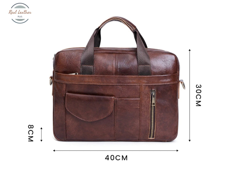Genuine Leather 16 Inch Laptop Bag For Men Briefcases