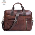 Genuine Leather 16 Inch Laptop Bag For Men Light Coffee Briefcases