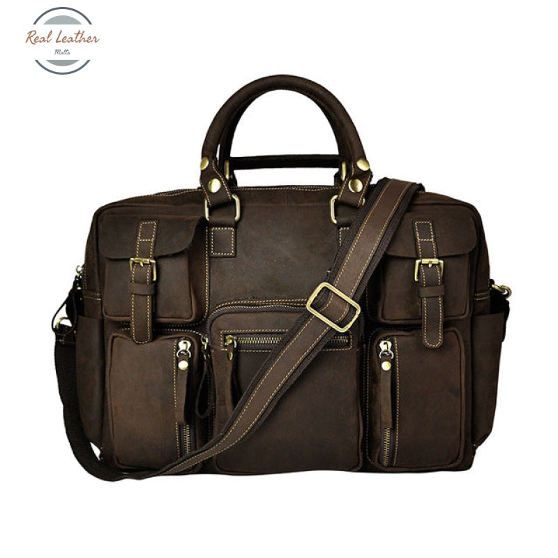 Genuine Leather 16 Men Laptop Bag Dark Brown