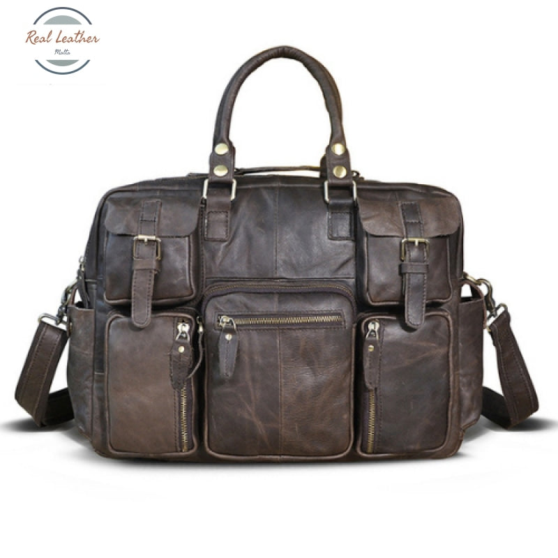 Genuine Leather 16 Men Laptop Bag Dark Brown2