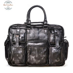 Genuine Leather 16 Men Laptop Bag Silver