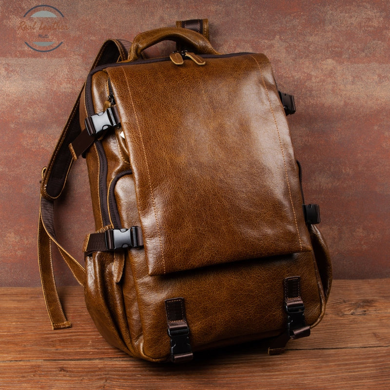 Genuine Leather Anti-Theft Backpack