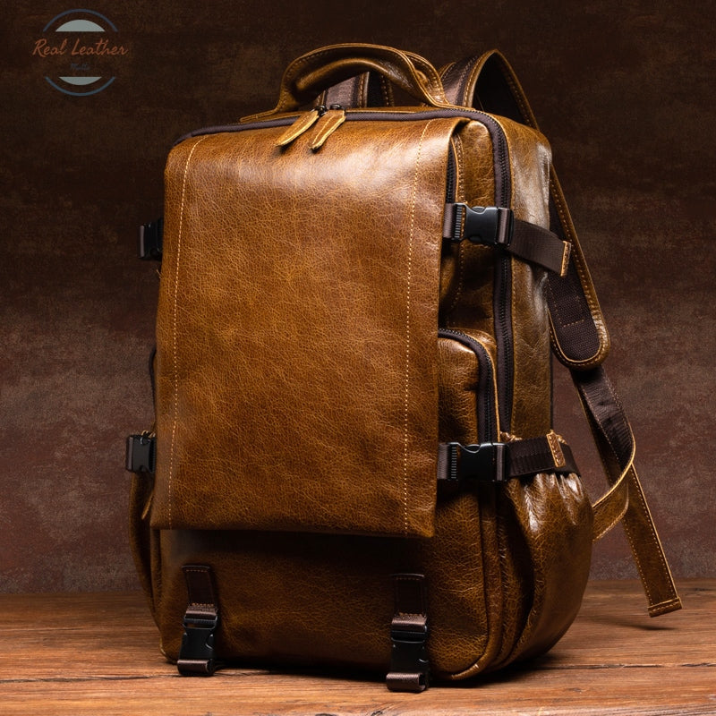 Genuine Leather Anti-Theft Backpack