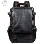 Genuine Leather Anti-Theft Backpack Black