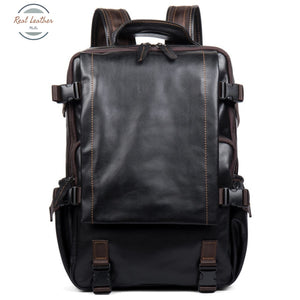 Genuine Leather Anti-Theft Backpack Black