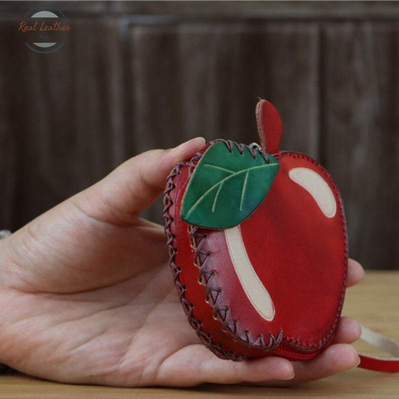 Genuine Leather Apple Coin Purse