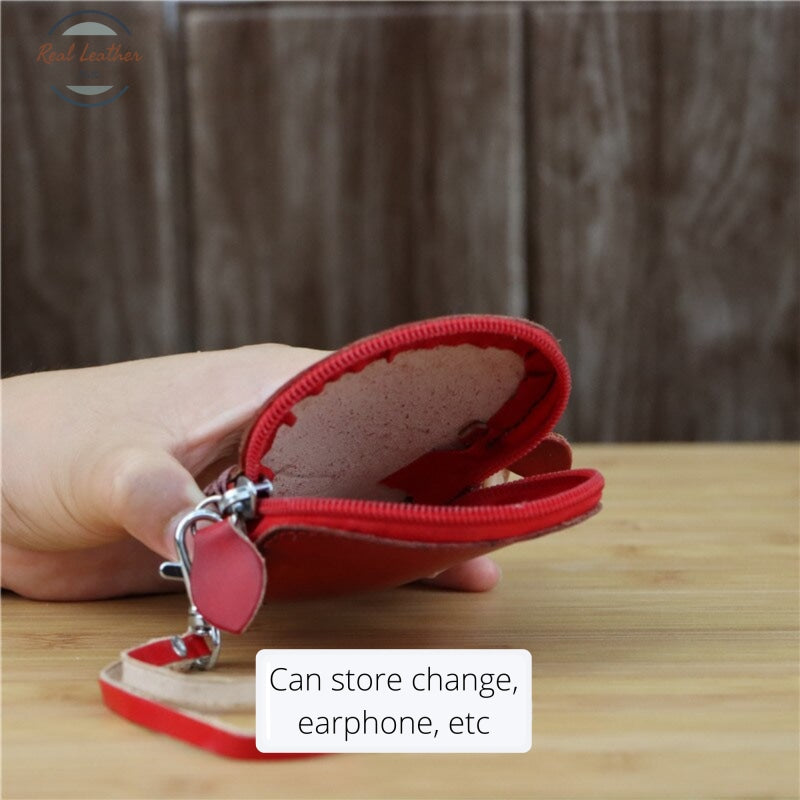 Genuine Leather Apple Coin Purse