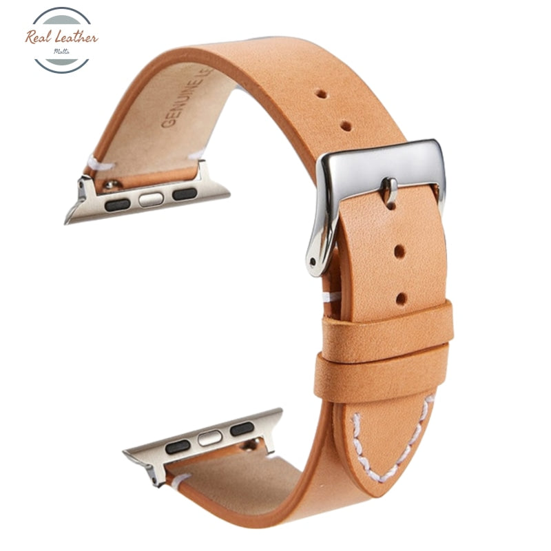 Genuine Leather Apple Watch Band Strap Yellow Brown- S / 42Mm 44Mm 45Mm Bands