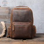 Genuine Leather Backpack Rustic Brown Backpacks