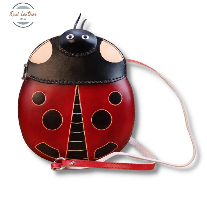 Genuine Leather Beetle Bag Red