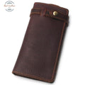 Genuine Leather Bi-Fold Clutch Brown