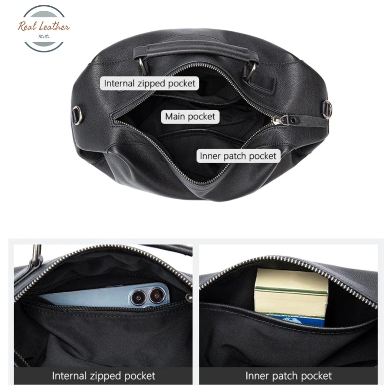 Genuine Leather Black Casual Crossbody Bag Bags
