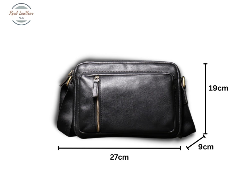 Genuine Leather Black Casual Shoulder Bag