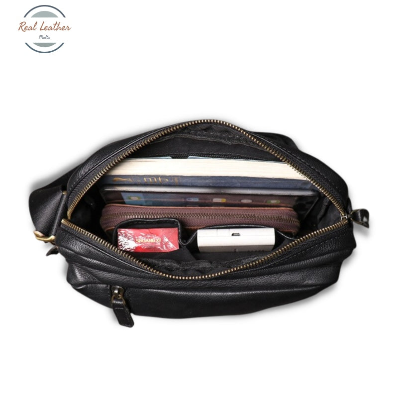 Genuine Leather Black Casual Shoulder Bag