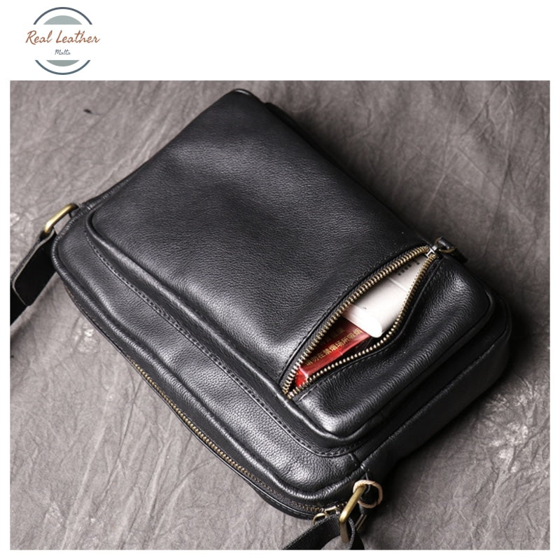 Genuine Leather Black Casual Shoulder Bag