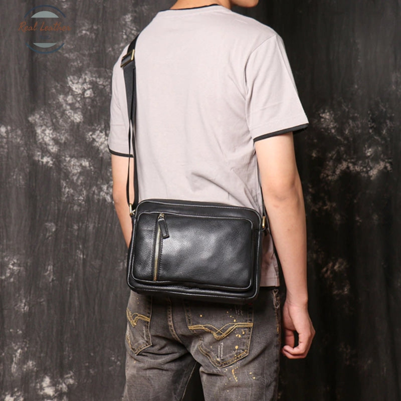 Genuine Leather Black Casual Shoulder Bag