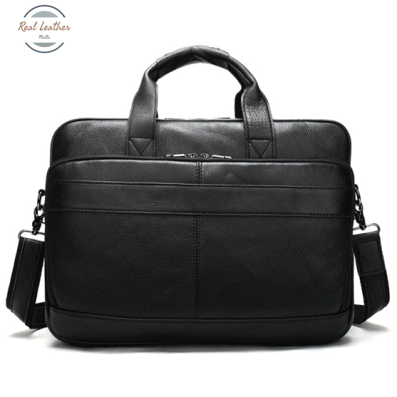 Genuine Leather Laptop Bag For 15.6 Inch Black