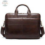 Genuine Leather Laptop Bag For 15.6 Inch Coffee