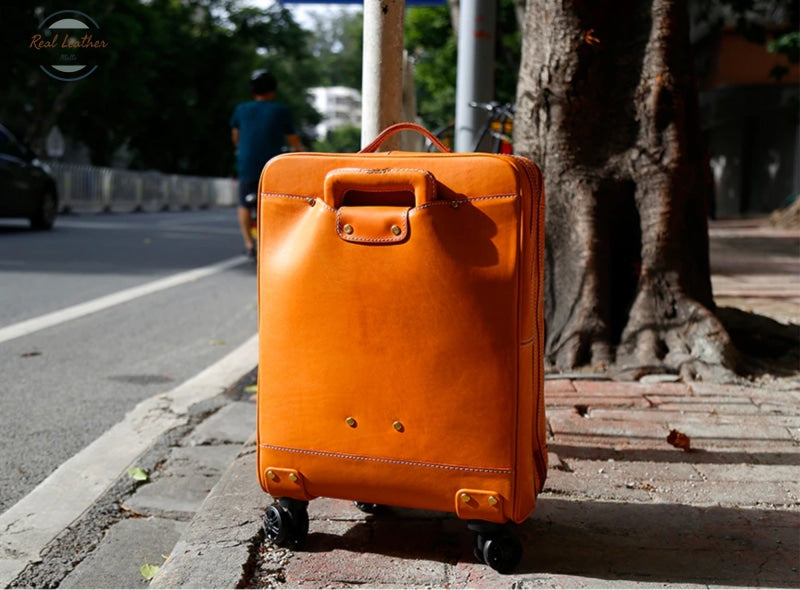 Genuine Leather Cabin Size Luggage Bag & Bags