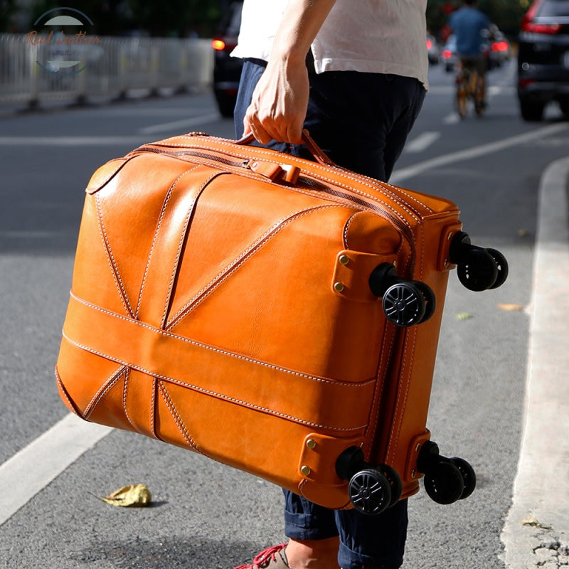Genuine Leather Cabin Size Luggage Bag & Bags
