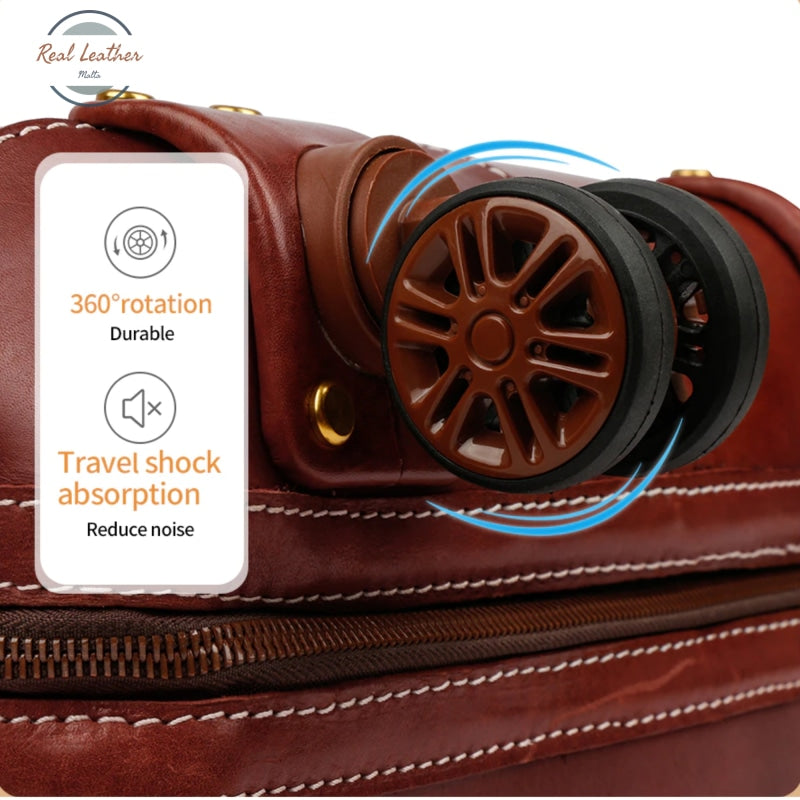 Genuine Leather Cabin Size Luggage Bag & Bags