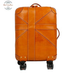 Genuine Leather Cabin Size Luggage Bag Yellow Brown & Bags