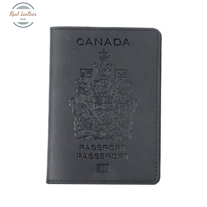 Genuine Leather Canada Passport Cover For Black