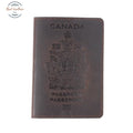 Genuine Leather Canada Passport Cover For Coffee